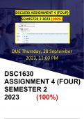 DSC1630 ASSIGNMENT 4 SEMESTER 2 2023 &lpar;DUE THURSDAY 28 SEPTEMBER 2023&rpar;- &lpar;100&percnt;&rpar;
