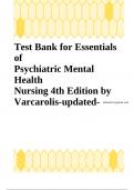 Test Bank for Essentials of Psychiatric Mental Health Nursing 4th Edition by Varcarolis-updated- 2023