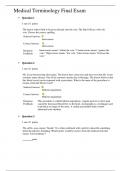Medical Terminology Final Exam LATEST UPDATE