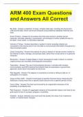 ARM 400 Exam Questions and Answers All Correct 