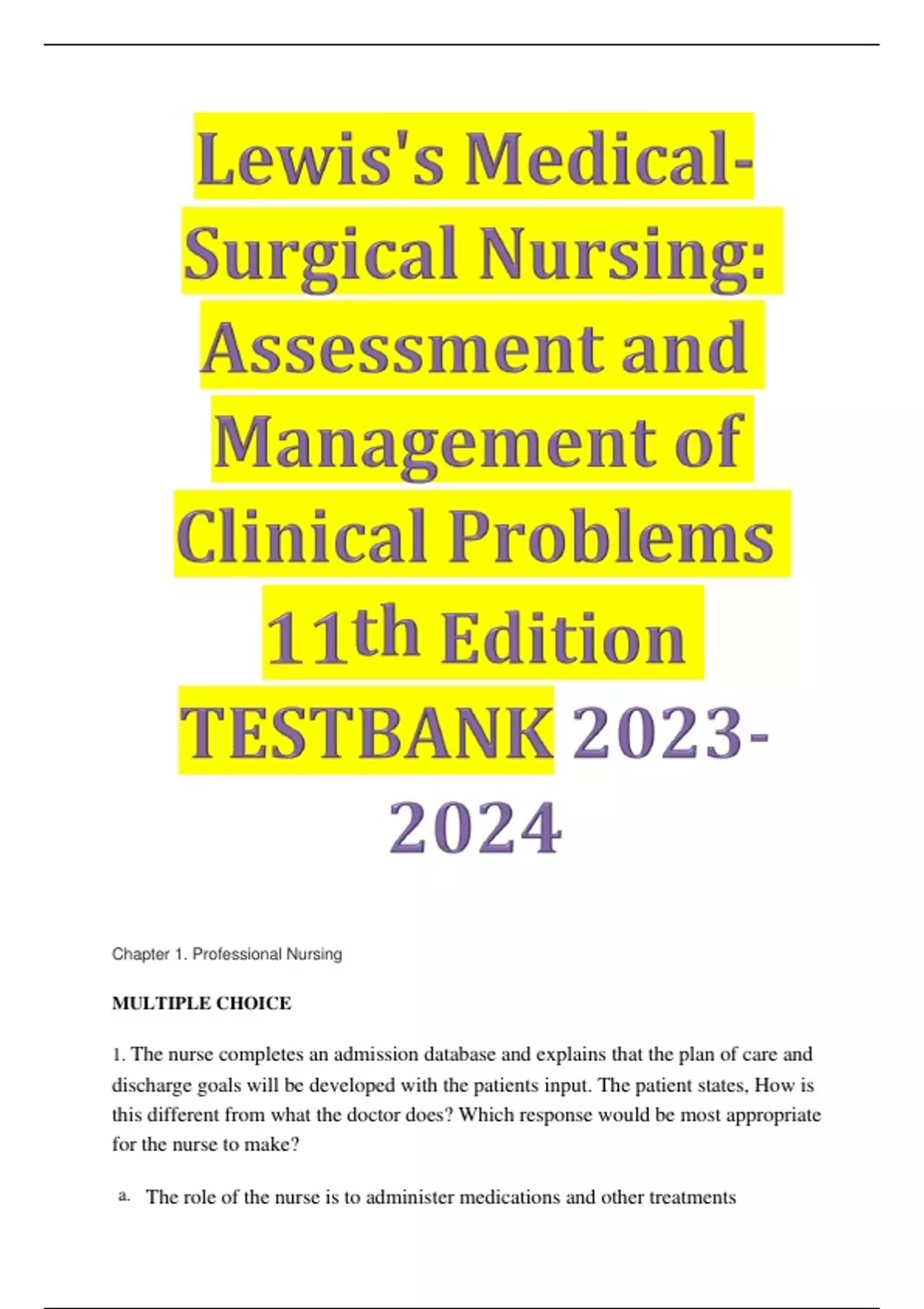 Lewis's Medical-Surgical Nursing: Assessment and Management of Clinical ...