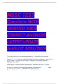 MSSC TEST Questions WITH  VERIFIED 100%  CORRECT ANSWERS  LATEST UPDATE  AUGUST 2023/2024