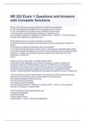 NR 222 Exam 1 Questions and Answers with Complete Solutions 