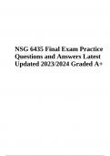 NSG 6435 Final Exam Practice Questions and Answers - Latest Updated 2023/2024 | 100% Verified