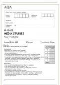 AQA- A  level  MEDIA STUDIES Paper 1 Media One June 2023