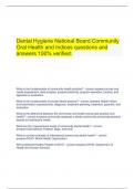  Dental Hygiene National Board Community Oral Health and Indices questions and answers 100% verified.