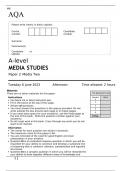 AQA A-level MEDIA STUDIES Paper 2 Media Two June 2023