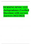 NURSING RNSG 2221 Jurisprudence &lpar;Verified Questions with correct Answers 2023
