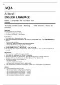 AQA A-level ENGLISH LANGUAGE Paper 1 QUESTION PAPER 2023: Language, the individual and society