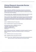Clinical Research Associate Review Questions & Answers