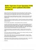 Boiler Operator Exam Questions With Answers Latest Updated 2023&sol;2024 100&percnt; Verified