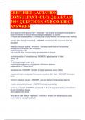 CERTIFIED LACTATION  CONSULTANT (CLC) Q&A EXAM  300+ QUESTIONS AND CORRECT  ANSWERS