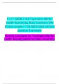 TEST BANK FOR Psychiatric Mental Health Nursing by Mary Townsend 9th Edition chapter 1-38 2023 latest verified question & answers