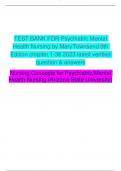 TEST BANK FOR Psychiatric Mental Health Nursing by Mary Townsend 9th Edition chapter 1-38 2023 latest verified question & answers
