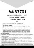 MNB3701 Assignment 4 (ANSWERS) Semester 1 2024 (586593)- DISTINCTION GUARANTEED