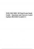 NUR 2502 MDC III Final Exam Questions and Answers Latest Update 2023/2024 Graded A+
