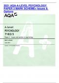 2021 AQA-A-LEVEL PSYCHOLOGY PAPER 3 MARK SCHEME= Issues & Options A-level PSYCHOLOGY 7182/3