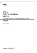 AQA GCSE ENGLISH LANGUAGE Paper 1 MARK SCHEME 2023: Explorations in creative reading and writing