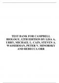 TEST BANK FOR CAMPBELL BIOLOGY, 12TH EDITION BY LISA A. URRY, MICHAEL L. CAIN, STEVEN A. WASSERMAN, PETER V. MINORSKY AND REBECCA ORR