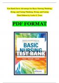 TEST BANK For Davis Advantage for Basic Nursing Thinking, Doing, and Caring Thinking, Doing, and Caring Third Edition by Leslie S. Treas | Chapter 1 - 46 | 100 % Complete