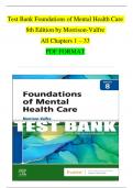 TEST BANK For Foundations of Mental Health Care 8th Edition by Morrison-Valfre | Chapter 1 - 33 | 100 % Complete