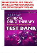 Test Bank of Abrams' Clinical Drug Therapy Rationales for Nursing Practice 12th Edition Geralyn Frandsen | Fully Covered
