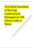Test Bank Essentials of Nursing Leadership & Management 7th Edition Sally A&period; Weiss