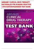 Test Bank For Abrams' Clinical Drug Therapy Rationales for Nursing Practice 12th Edition Geralyn Frandsen