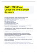 CWEL 2023 Exam Questions with Correct Answers 