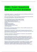 CWEL Exam Questions with All Correct Answers 