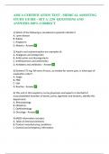 AMCA CERTIFICATION TEST - MEDICAL ASSISTING STUDY GUIDE - SET A | 230  QUESTIONS AND ANSWERS 100% CORRECT