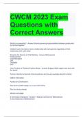CWCM 2023 Exam Questions with Correct Answers 