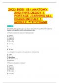 2023&sol;24 BIOD 151 ANATOMY  AND PHYSIOLOGY 1  PORTAGE LEARNING ALL  EXAMS&lpar;MODULE 1- MODULE 7&rpar;TESTBANK