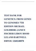 TEST BANK FOR GENETICS: FROM GENES TO GENOMES 7TH EDITION MICHAEL GOLDBERG JANICE FISCHER LEROY HOOD LELAND HARTWELL ISBN10: 1260240878