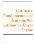 Test Bank Fundamentals of Nursing 9th Edition by Carol Taylor Pamela Lynn Jennifer Bartlett||ISBN NO-10 1496362179||ISBN NO-13 978-1496362179||All Chapters||Complete Guide A+
