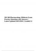 NR 508 Pharmacology; Midterm Exam Questions and Answers Latest Updated 2023/2024 100% Verified