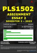 PLS1502 ASSIGNMENT 2 ESSAY MEMO - SEMESTER 2 - 2023 - UNISA - DUE DATE: - 28 SEPTEMBER 2023 (DETAILED MEMO – FULLY REFERENCED – 100% PASS - GUARANTEED)