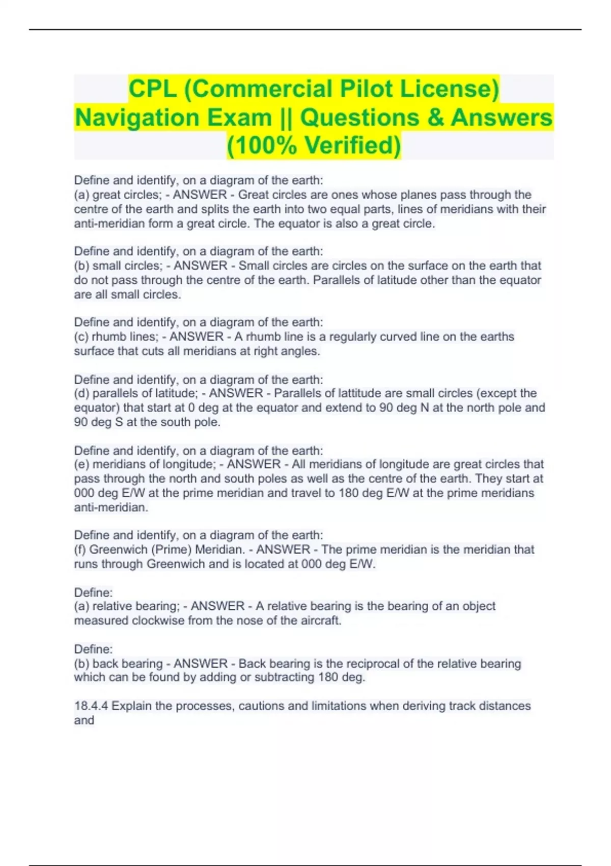 CPL Pilot License) (FAA 2023/24) Written Comprehensive