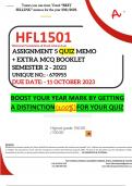 HFL1501 ASSIGNMENT 5 QUIZ MEMO - SEMESTER 2 - 2023 - UNISA - (UNIQUE NUMBER: - 670955  ) (DISTINCTION GUARANTEED) – DUE DATE:- 11 OCTOBER 2023