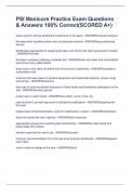PSI Manicure Practice Exam Questions & Answers 100&percnt; Correct&lpar;SCORED A&plus;&rpar;