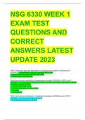 NSG 6330 WEEK 1 EXAM TEST  QUESTIONS AND  CORRECT  ANSWERS LATEST  UPDATE 2023