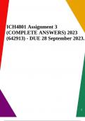ICH4801 Assignment 3 (COMPLETE ANSWERS) 2023 (642913) - DUE 28 September 2023.