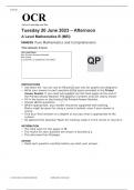 OCR A Level Mathematics B &lpar;MEI&rpar; PAPER 1&comma; 2 and 3 JUNE 2023 QUESTION PAPERS AND MARK SCHEMES