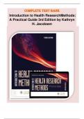 COMPLETE Test Bank  Introduction to Health Research Methods: A Practical Guide 3rd Edition by Kathryn H. Jacobsen