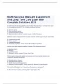  North Carolina Medicare Supplement And Long-Term Care Exam With Complete Solutions 2023