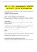 HESI Hints Only- Gerontology ALL SOLUTION LATEST 2023 EDITION LATED GRADE A&plus; 