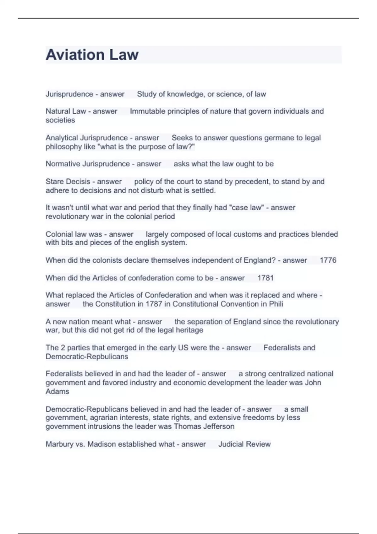 Aviation La2 Questions with correct Answers 2023 Aviation law Stuvia US