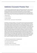 Addiction Counselor Practice Test  exam 2023 with 100&percnt; correct answer