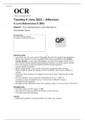 OCR A Level Mathematics B (MEI) H640/01 JUNE 2023 QUESTION PAPER: Pure Mathematics and Mechanics