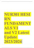 NUR301 HESI RN FUNDAMENTALS V1 and V2 Latest Update 2023/2024 WITH SOLUTIONS